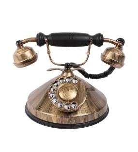 Brass Golden Vintage Telephone Showpiece Round Base - Exim Décor