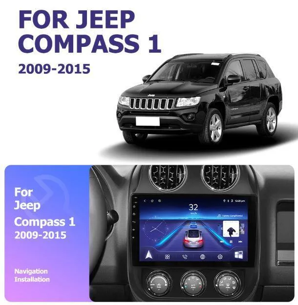 Car Dealz 10.2" Android 10.0 Jeep Compass 2009-2015 In Dash Plus OEM Fascia