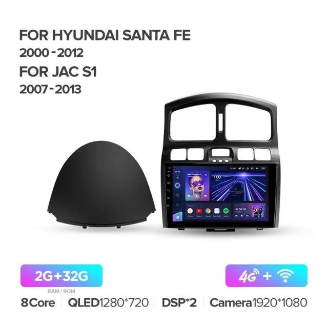 Car Dealz Elite 4G Data Model 10.2" Android 12.0 For Hyundai Santa Fe SM 2000 - 2012 For JAC S1 (Rein) 1 2007 - 2013