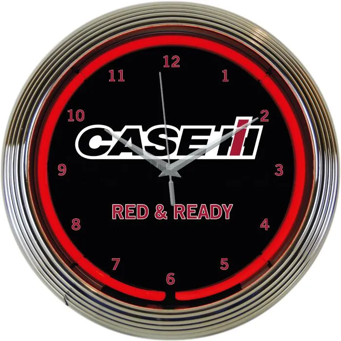 CASE IH Red & Ready Neon Wall Clock