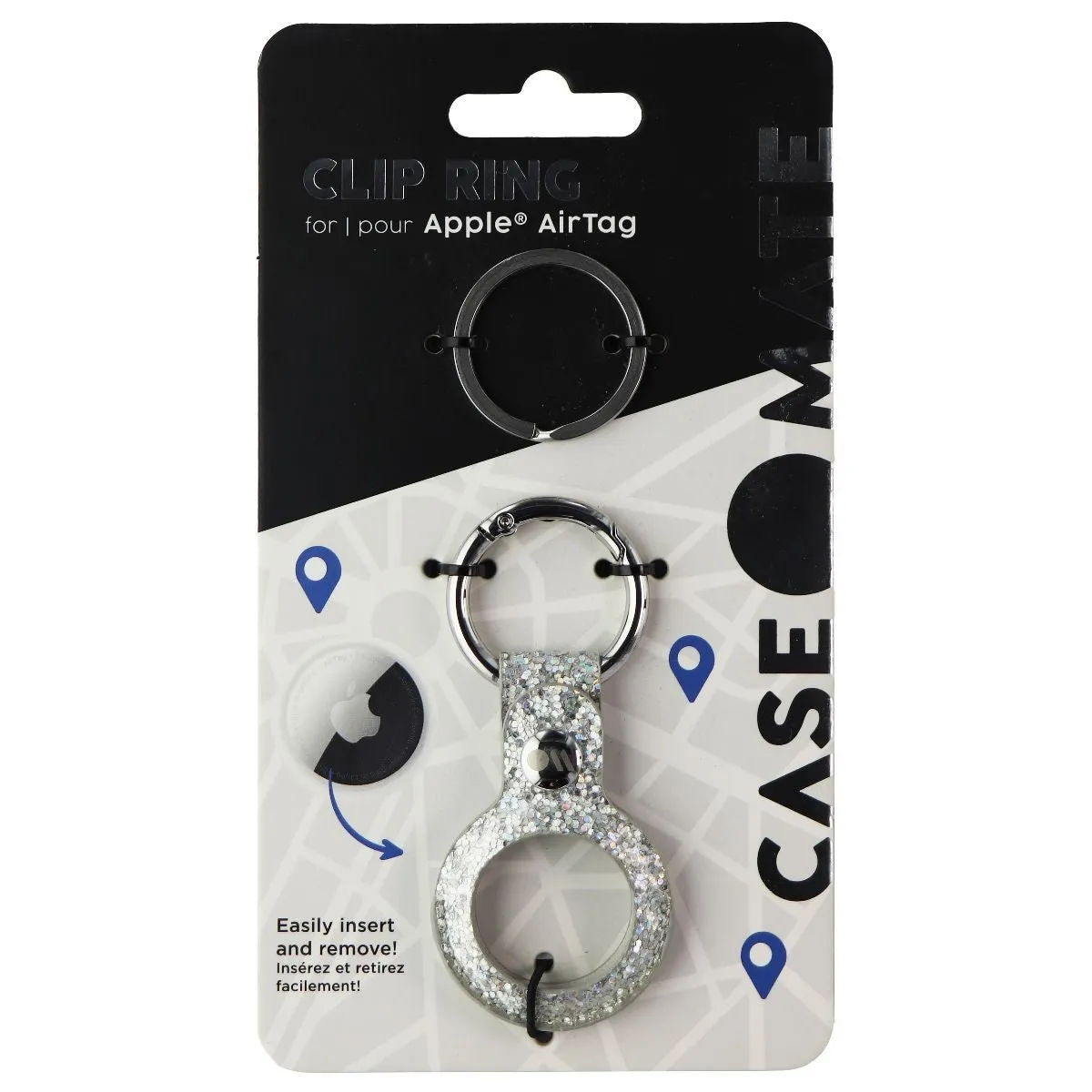 Case-Mate AirTag Tracker Holder with Anti-Lost Key Ring - Sparkle