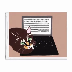 Cat on Keyboard Birthday Card