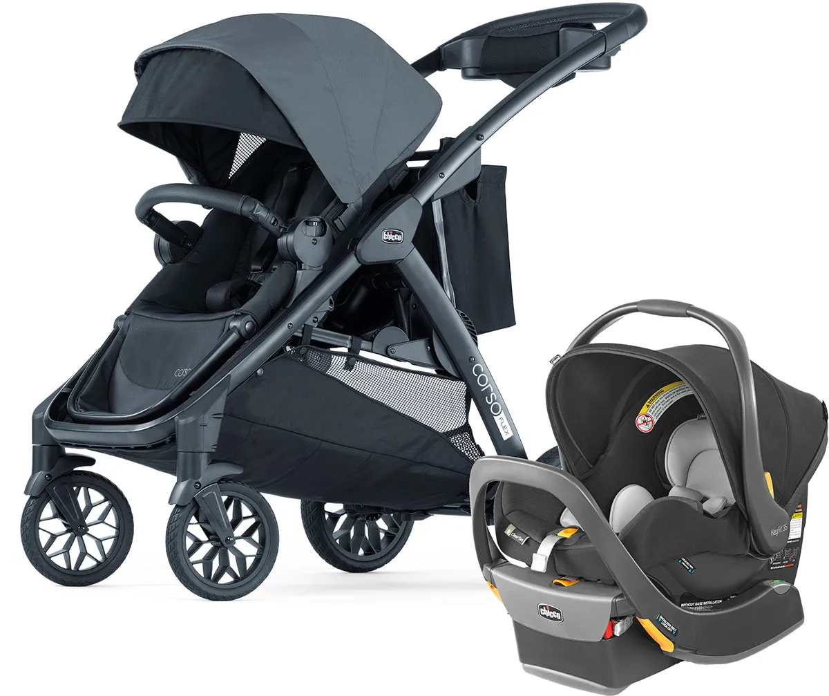 Chicco Corso Flex Single to Double Travel System Bundle - Legend