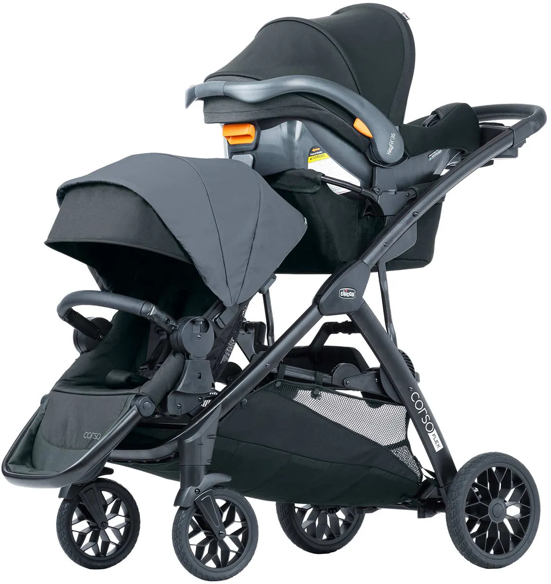 Chicco Corso Flex Single to Double Travel System Bundle - Legend