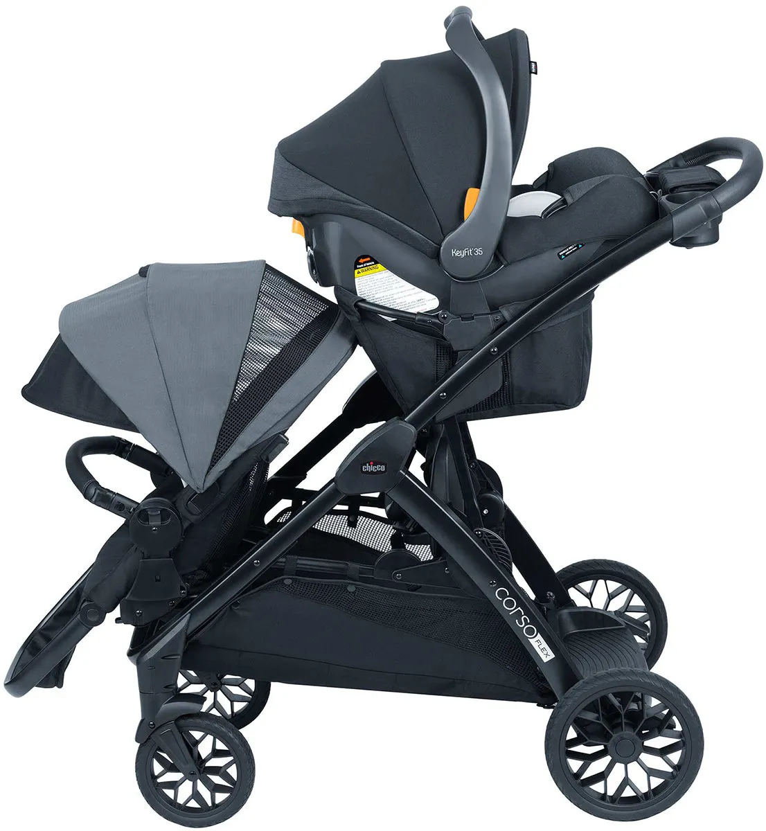 Chicco Corso Flex Single to Double Travel System Bundle - Legend