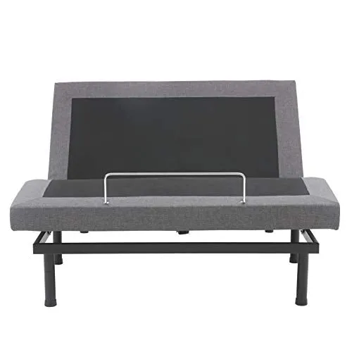 Classic Brands Adjustable Comfort Upholstered Adjustable Bed Base with Massage, Wireless Remote, Three Leg Heights, and USB Ports-Ergonomic, Twin XL, Dark Grey