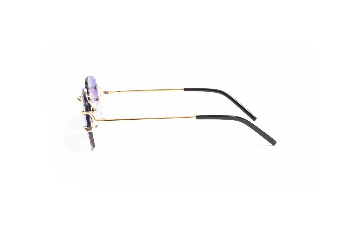 CLASSIC C 18KT Gold Rimless Sunglasses, Gradient Purple Lenses