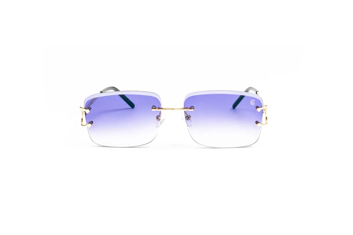 CLASSIC C 18KT Gold Rimless Sunglasses, Gradient Purple Lenses