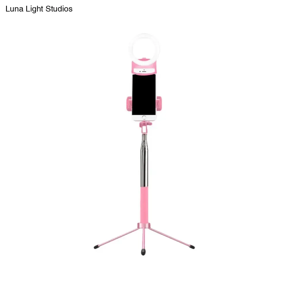 Contemporary Pink Metal Mobile Phone Holder with Ring Make-Up Lamp and LED Fill Flush Light