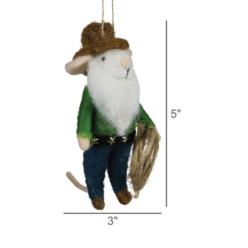 Cowboy Mouse Ornament, Felt