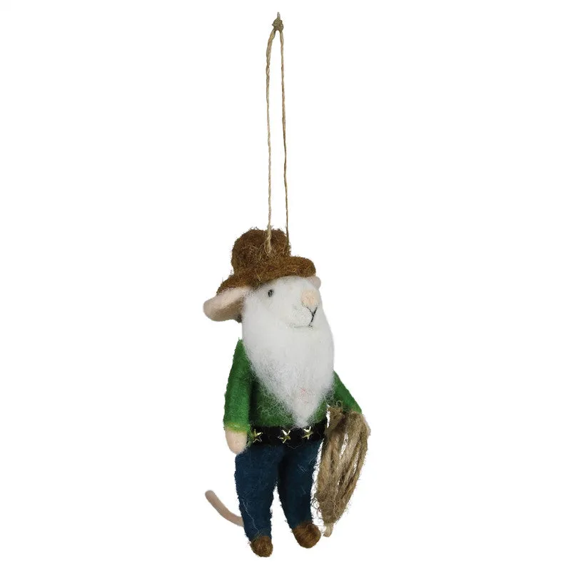 Cowboy Mouse Ornament, Felt