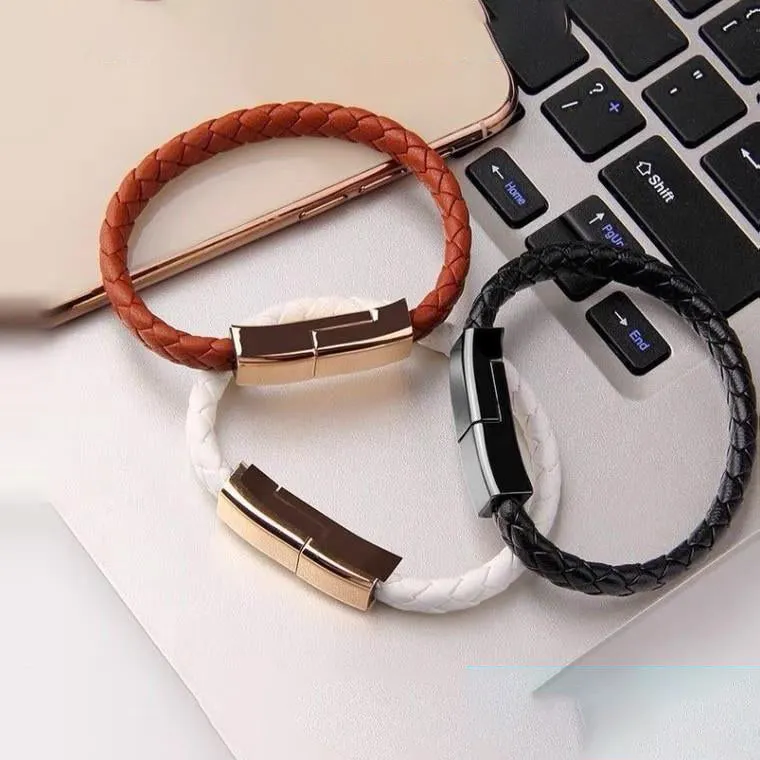 Creative BraceCharging Cable Leather Bracelet for Women Charms Gifts for Momlet Data Cable Bracelet Wear