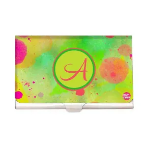 Custom Visiting Card Holder for Women - Green Watercolors