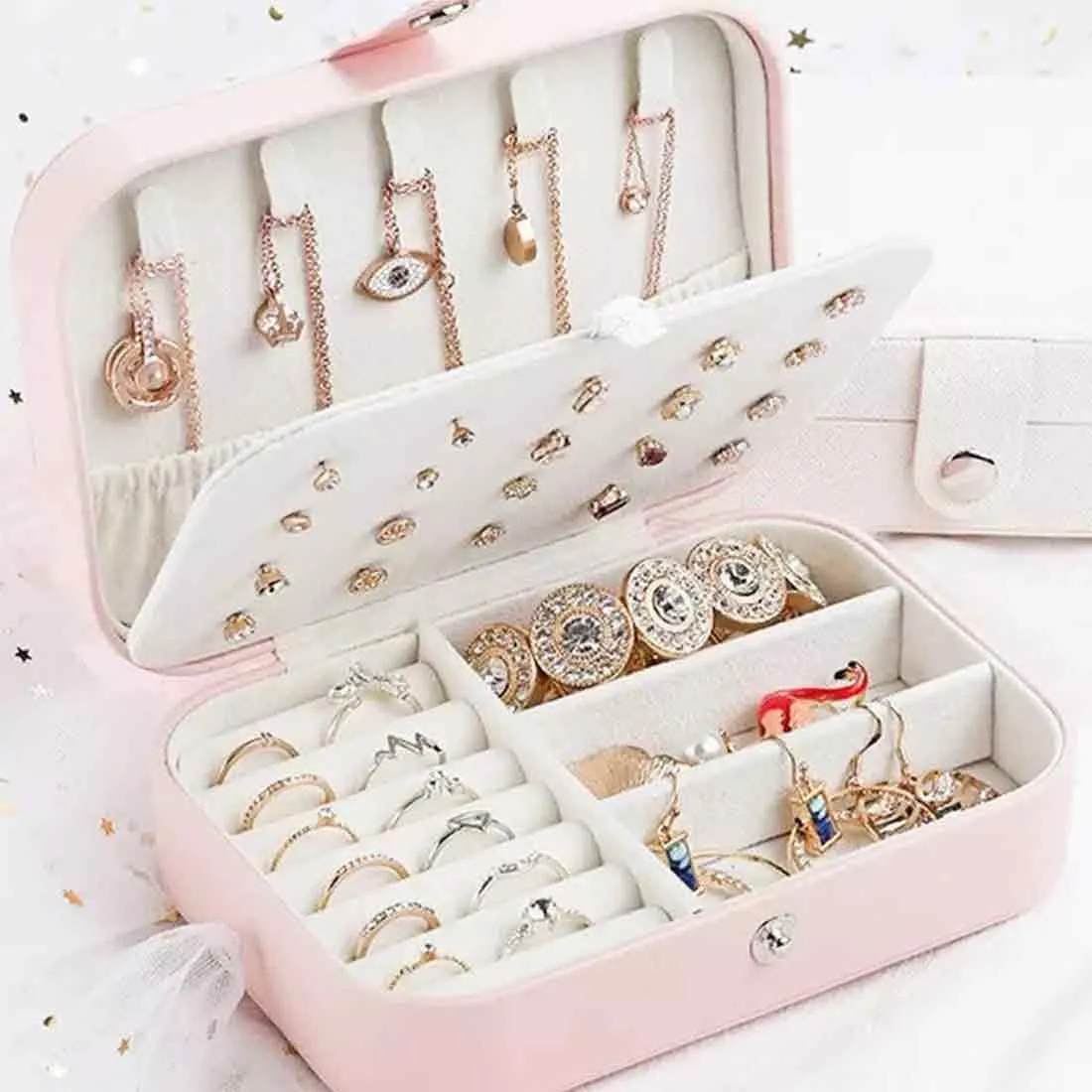 Customized Box Organizer for Jewelry Travelling Storage Case for Rings Earrings and Pendants  - Floral Name