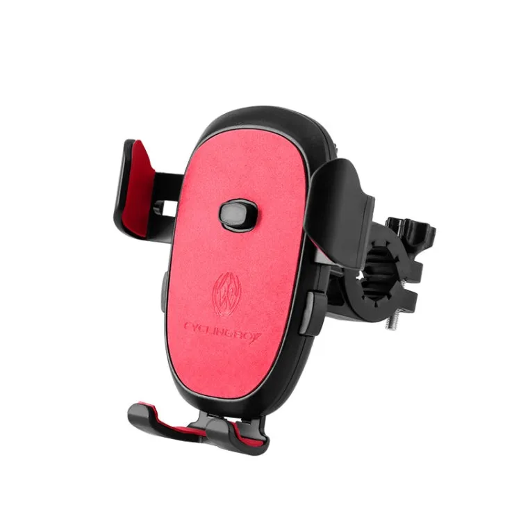 CYCLINGBOX BG-2930 Bicycle Mobile Phone Frame Plastic One-Click Lock Mobile Phone Bracket, Style: Handlebar Installation (Red）