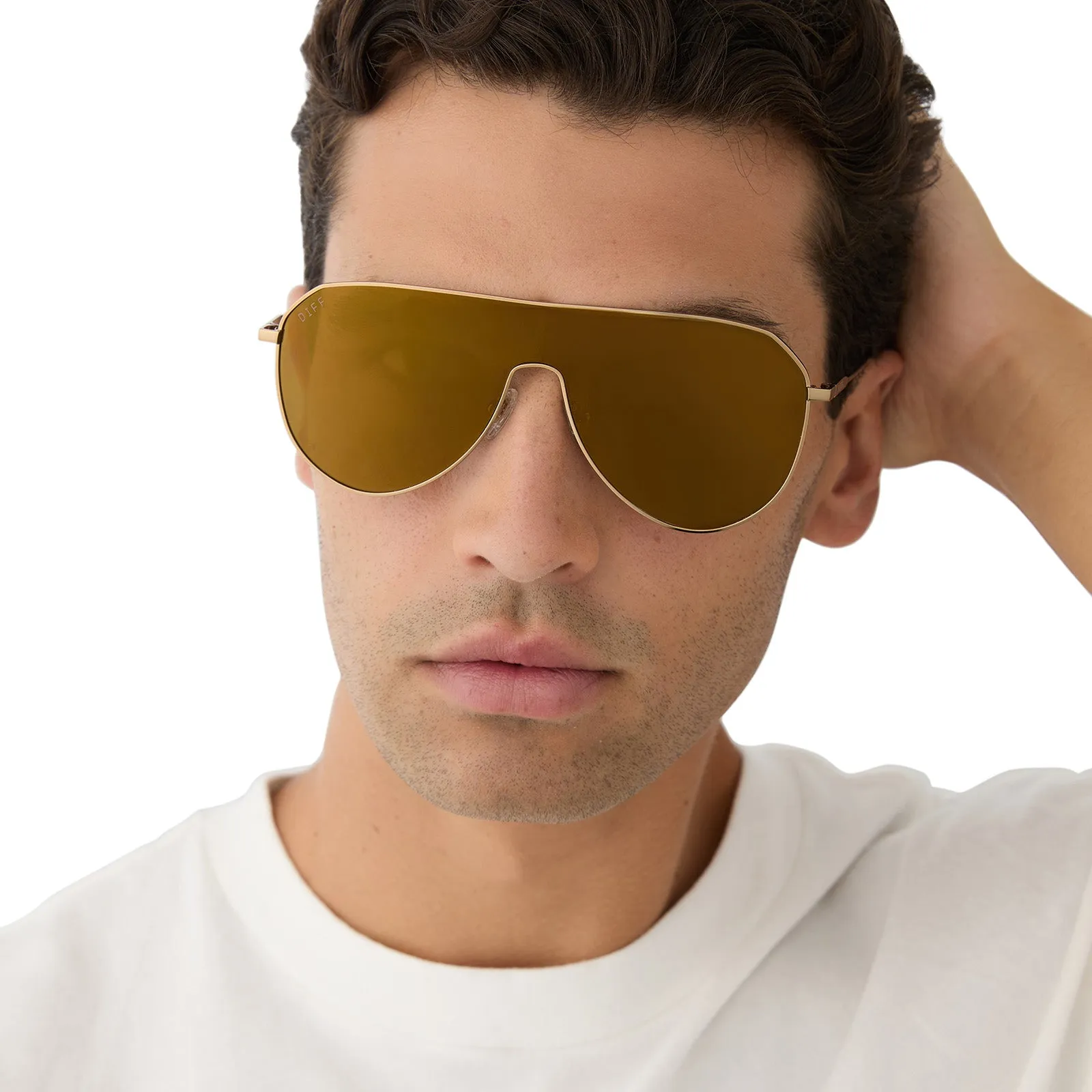 DASH SHIELD - COPPER METAL   BROWN GOLD FLASH SUNGLASSES