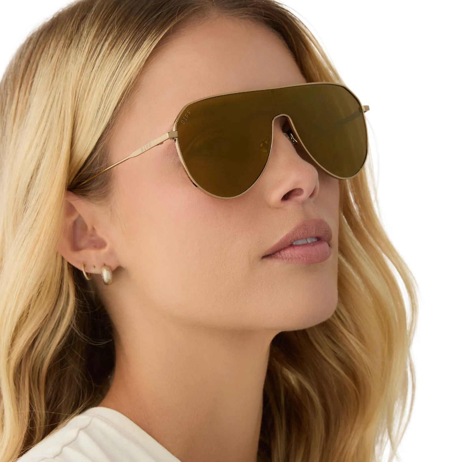 DASH SHIELD - COPPER METAL   BROWN GOLD FLASH SUNGLASSES