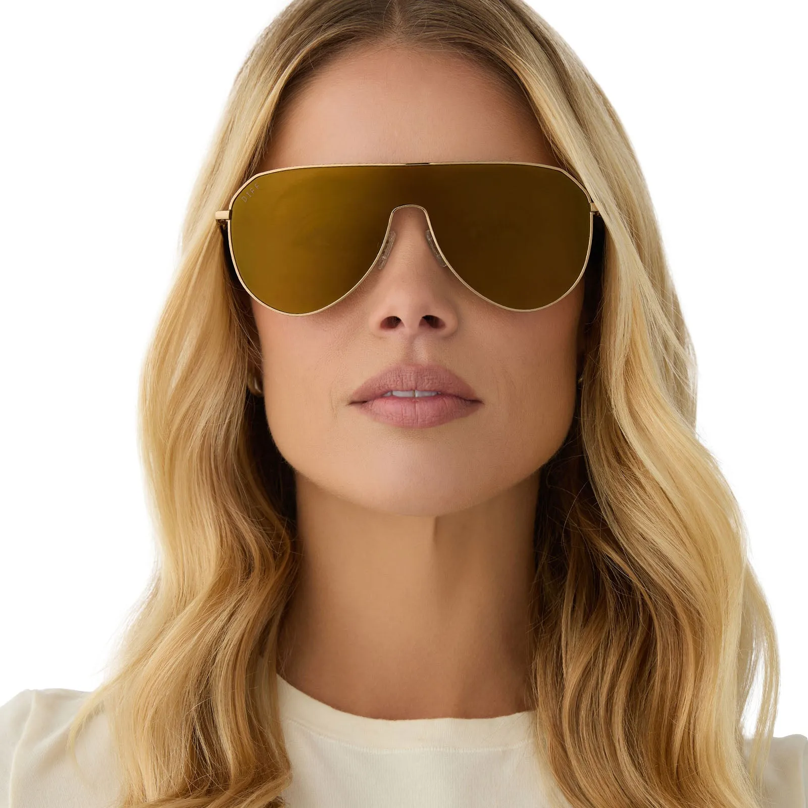 DASH SHIELD - COPPER METAL   BROWN GOLD FLASH SUNGLASSES