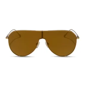 DASH SHIELD - COPPER METAL   BROWN GOLD FLASH SUNGLASSES