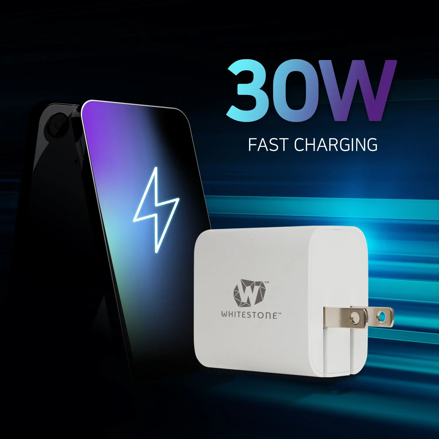 [Dome Charger] 30W Charger Fast Charging PD QC 3.0 Adapter with Foldable Plug - Dual Ports USB C USB A