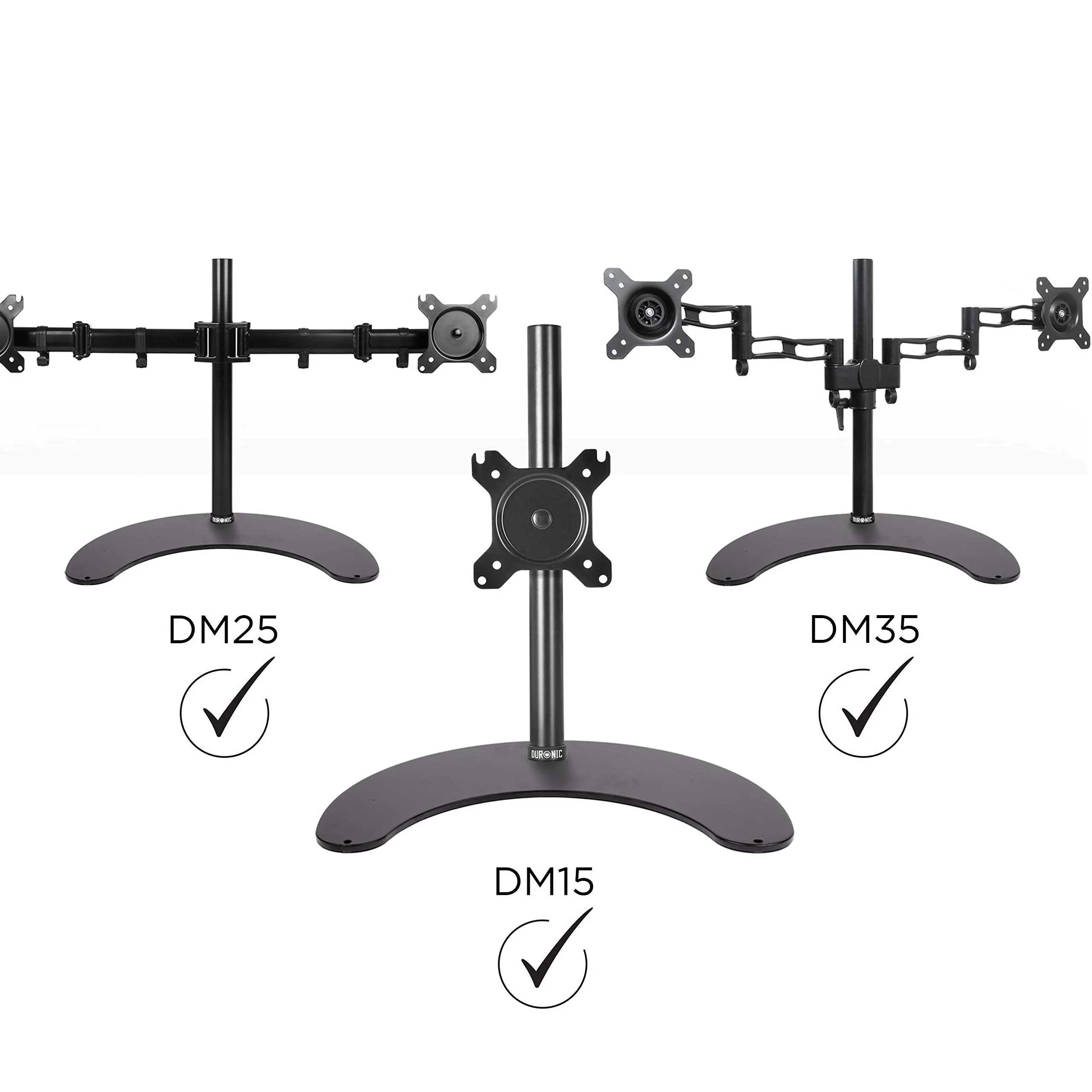 Duronic DM25D Stand for Pole | Attaches to Duronic DM15 DM25 DM35 DM453 Poles | Flat Freestanding Monitor Base for Desk | Heavy Duty | Alternative Installation Solution to Clamp or Grommet Fixing