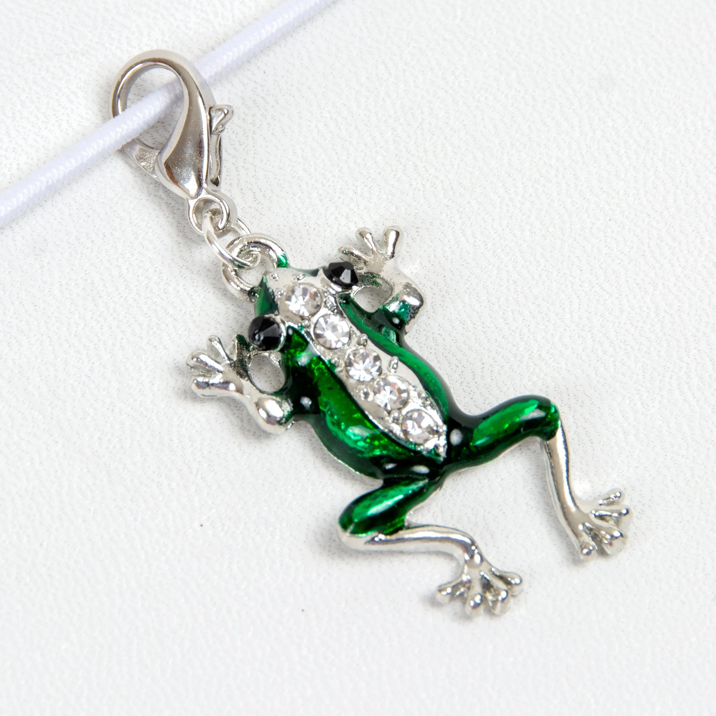 Enamel Frog Charm with Rhinestones