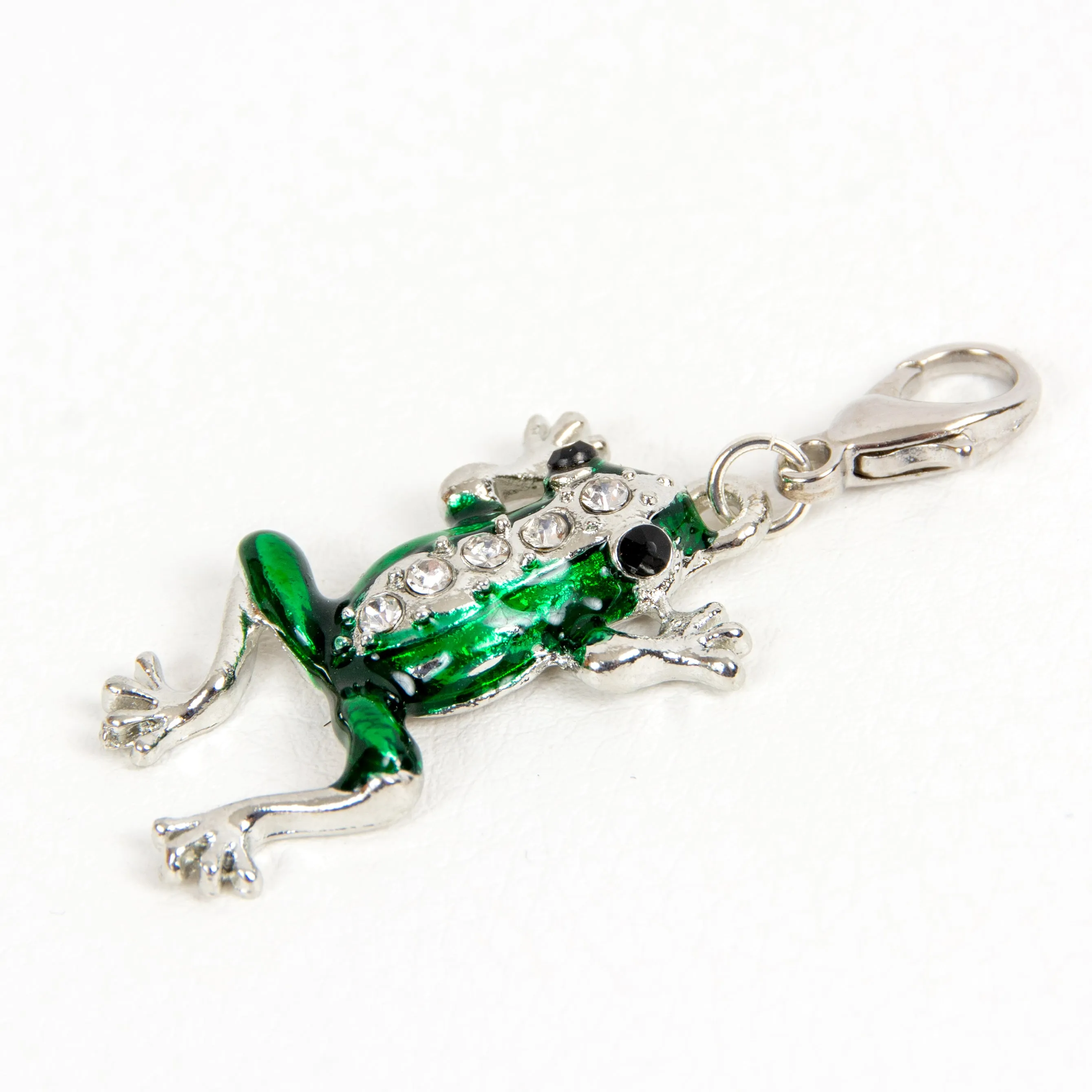 Enamel Frog Charm with Rhinestones