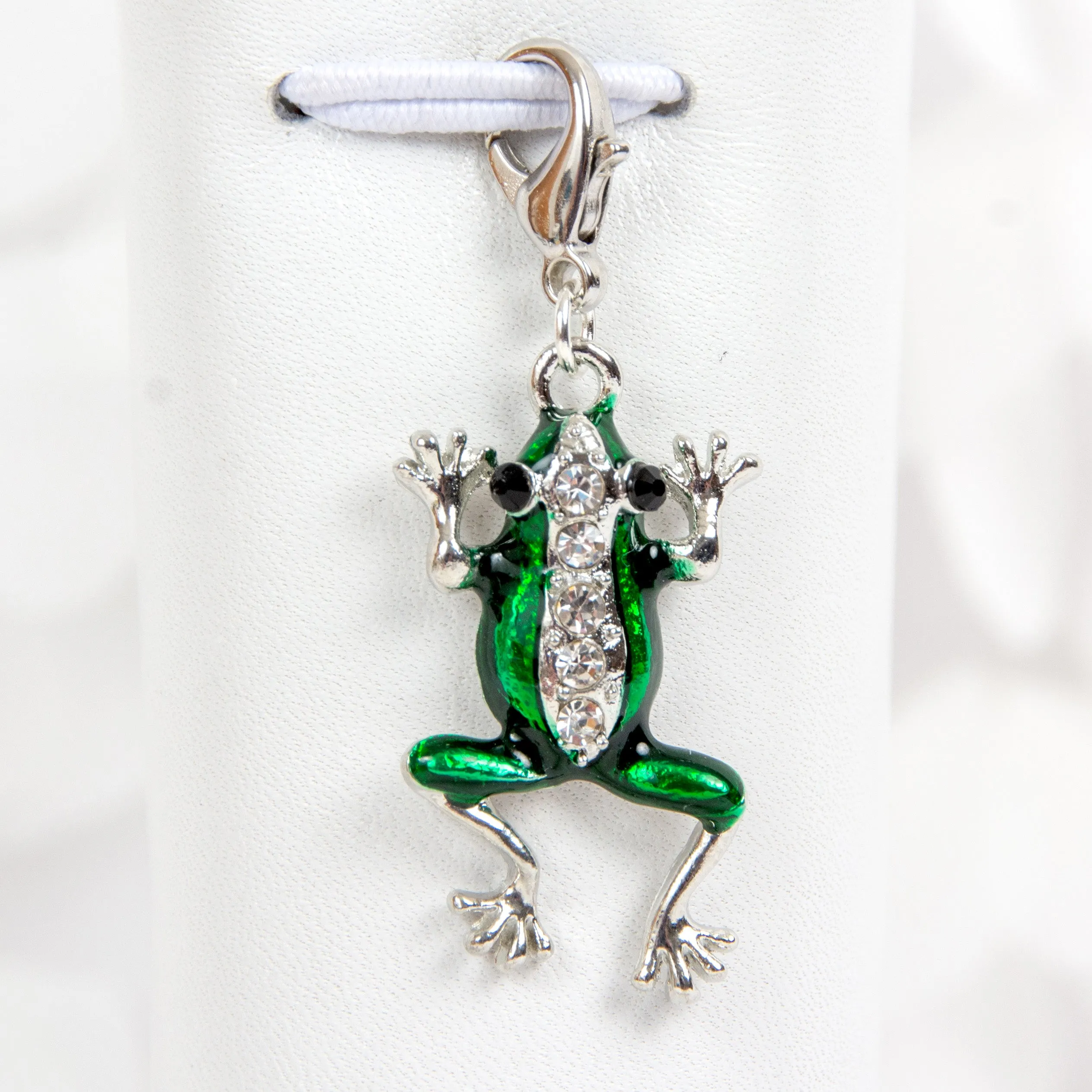 Enamel Frog Charm with Rhinestones