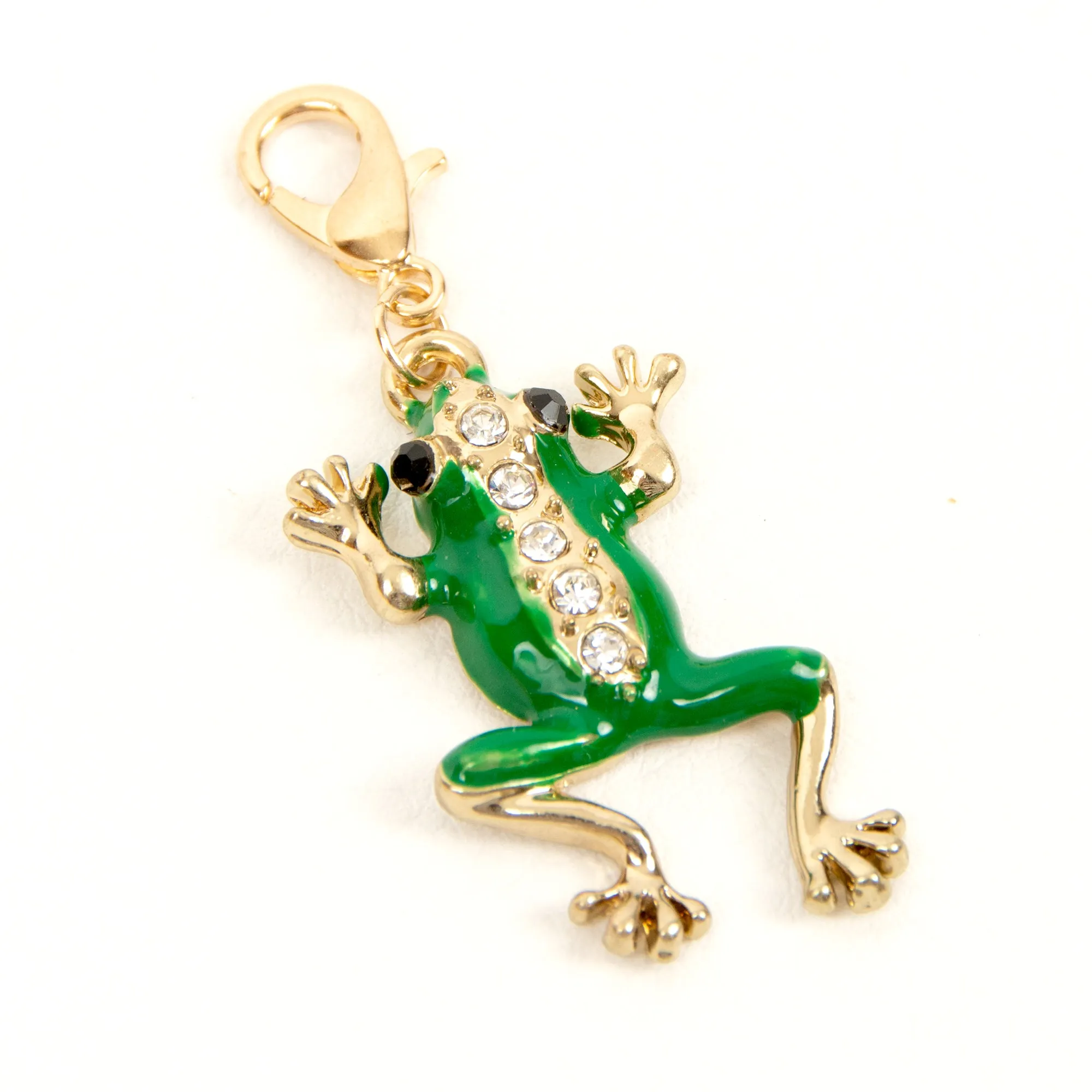 Enamel Frog Charm with Rhinestones