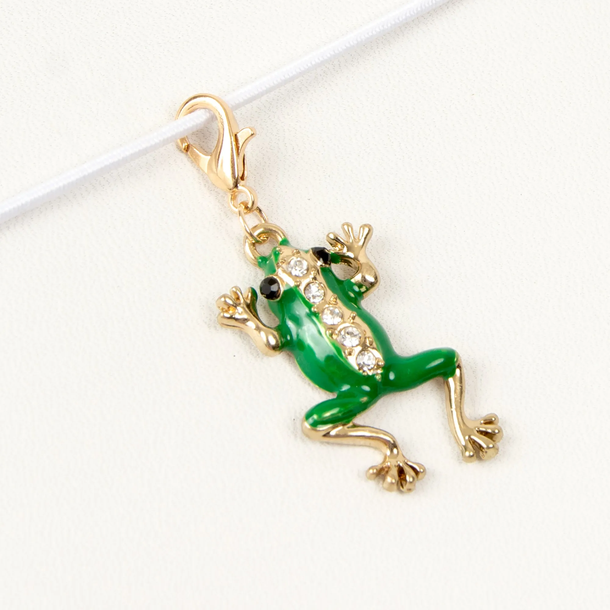 Enamel Frog Charm with Rhinestones