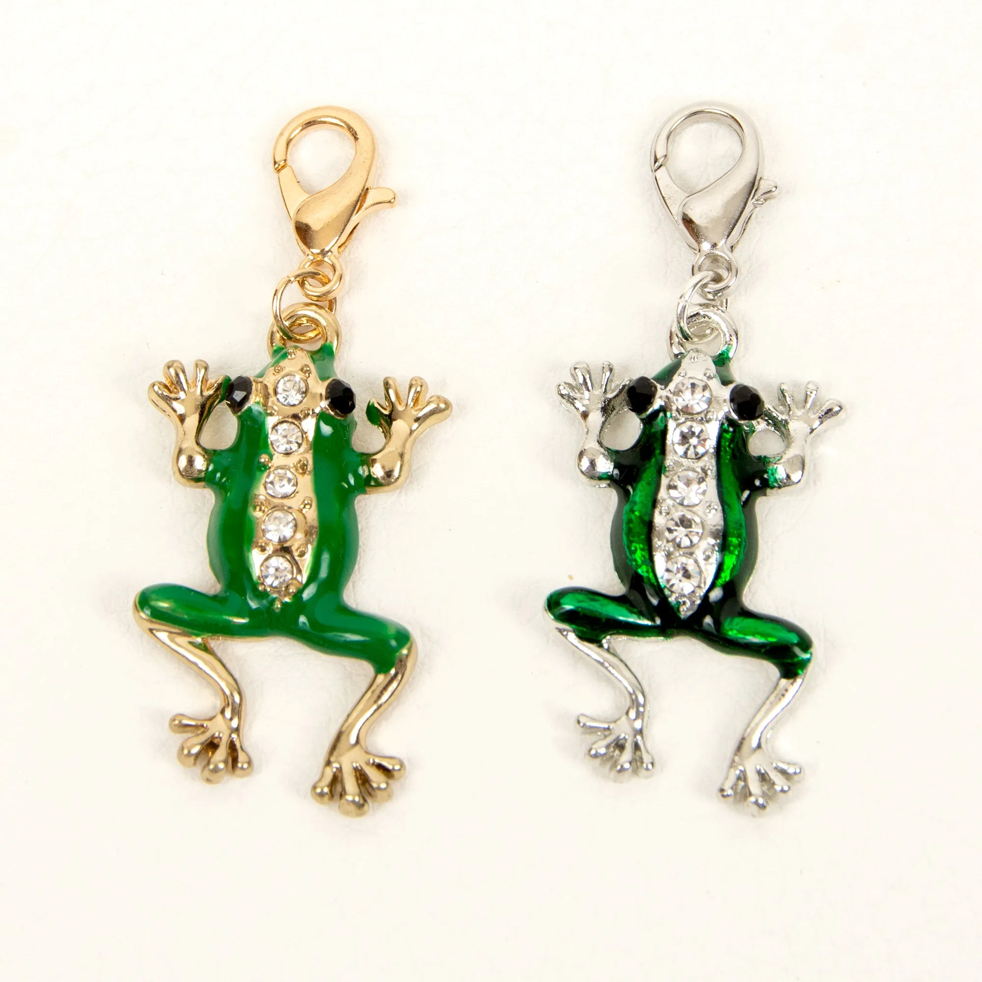 Enamel Frog Charm with Rhinestones