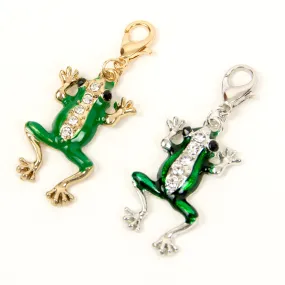 Enamel Frog Charm with Rhinestones