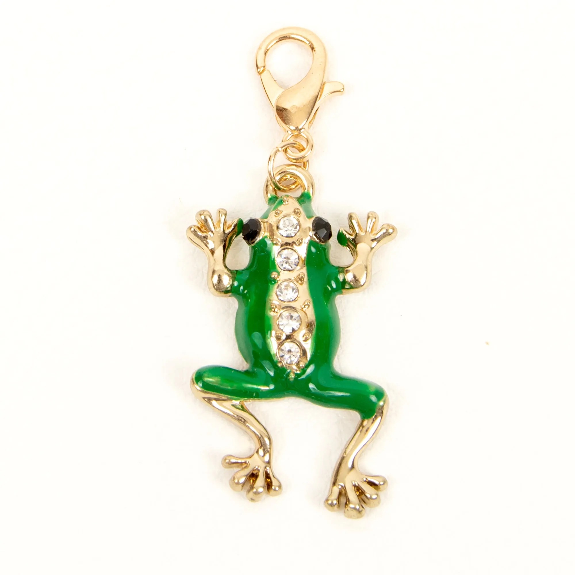 Enamel Frog Charm with Rhinestones