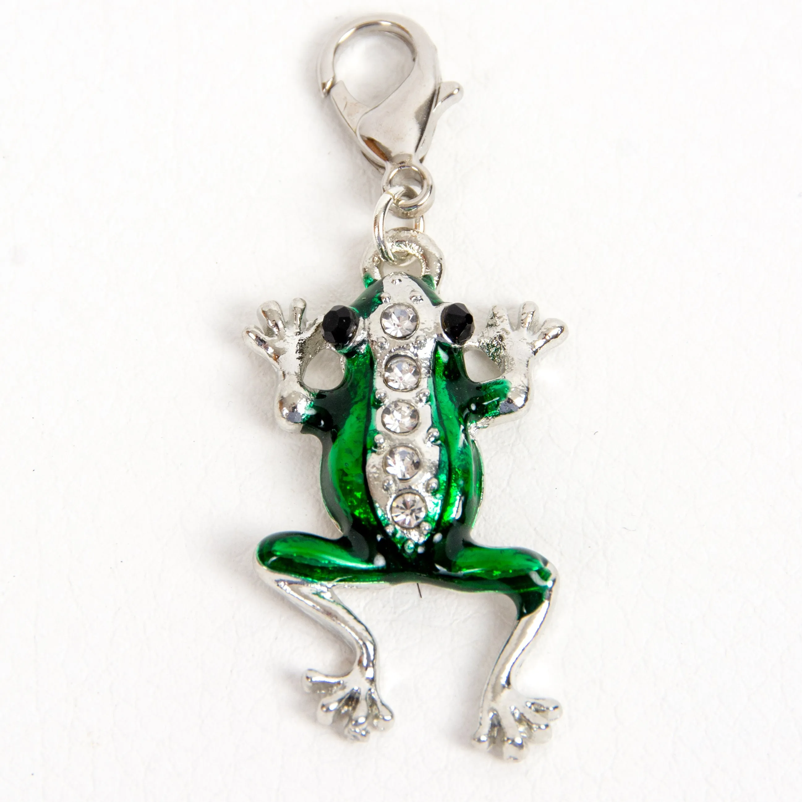 Enamel Frog Charm with Rhinestones