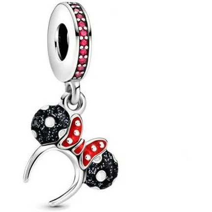 Enamel Minnie Mouse Headband Dangle Charm