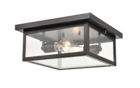 Evanton Outdoor Flush Mount Fixture - Powder Coated Bronze - Clear Seeded Glass - 12in. Diameter - E26 Medium Base