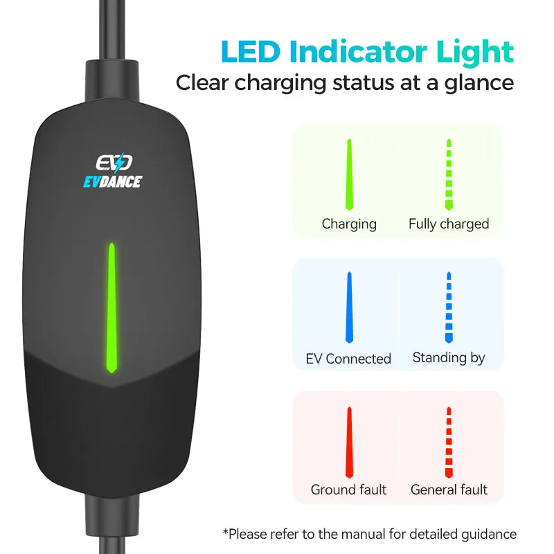 EVDANCE Level 1&2 NEMA 6-20 12/16A Portable EV Charger 25FT Cable