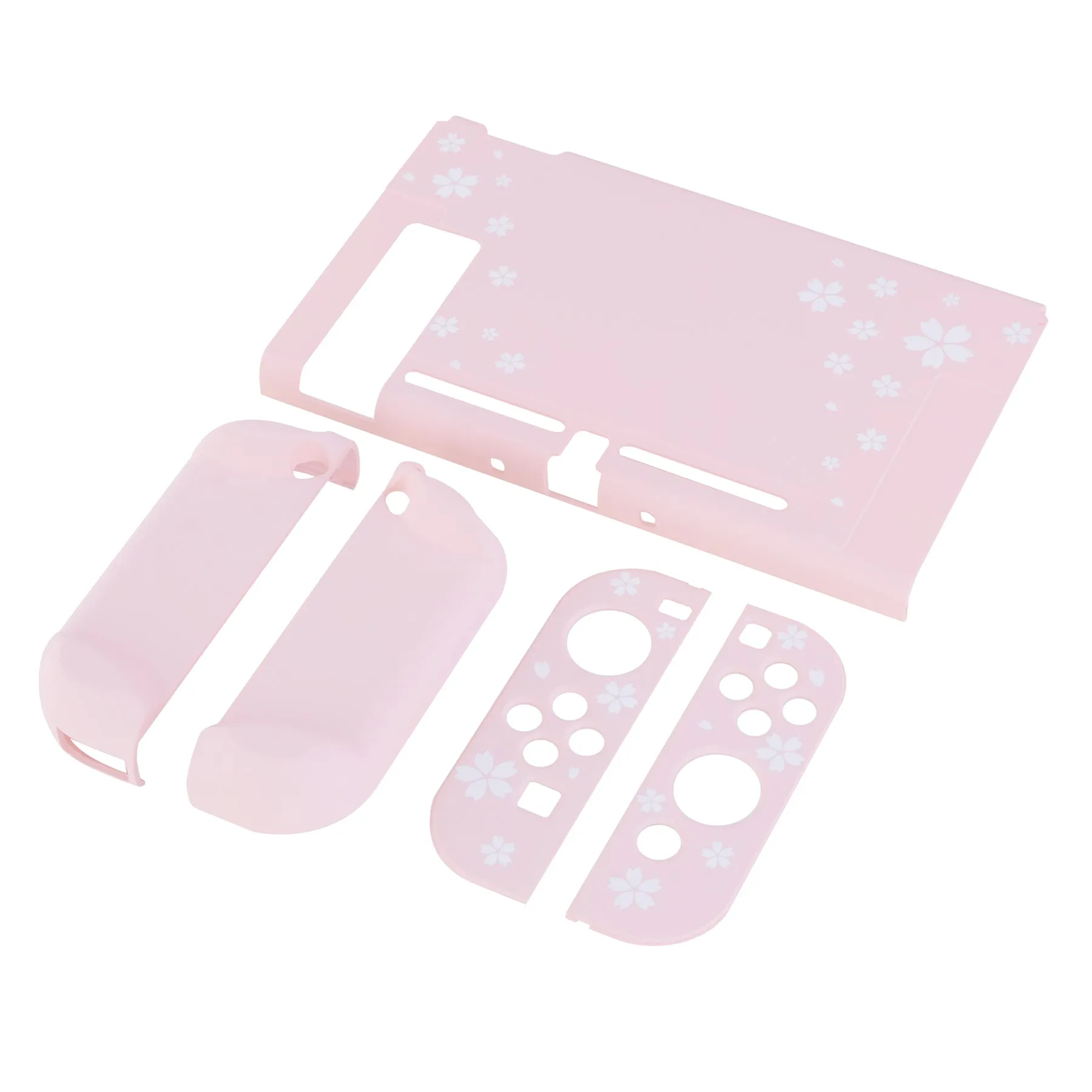 eXtremeRate PlayVital Cherry Blossoms Petals Back Cover for NS Switch Console, NS Joycon Handheld Controller Separable Protector Hard Shell, Dockable Protective Case with Colorful ABXY Direction Button Caps - NTT102