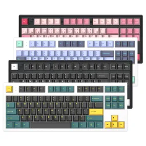 Flesports MK870 Mechanical Keyboard GJ KEYCAPS Kit Full RGB Hot Swap Backlit LED NKRO Transparent Black Case Programmable USB C Marrs Green Ocean Current Keycap