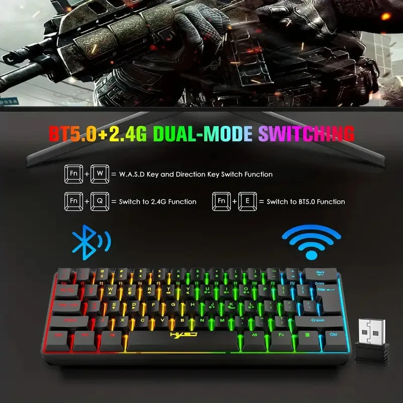 Gaming Mechanical Gaming Wireless Keyboard & Mouse BT 5.0/2.4G USB Dual-Mode