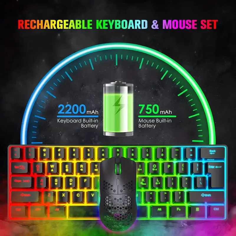 Gaming Mechanical Gaming Wireless Keyboard & Mouse BT 5.0/2.4G USB Dual-Mode