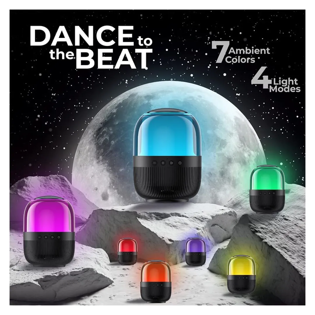 Gear Galaxy 10W Bluetooth Speaker with 360 Degree Surround Sound & Bass Radiator, 7 Color Lights, 4 Light Modes, 10hrs Playtime, TWS Mode, FM