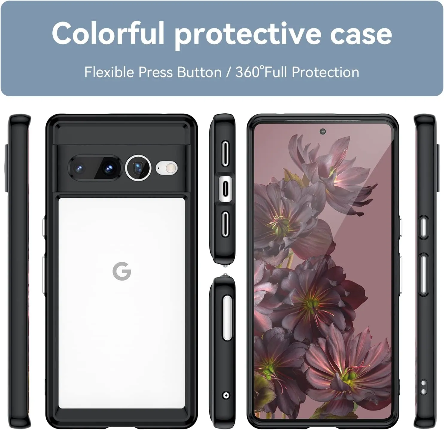 Google Pixel 7 Pro Case Non Yellowing Military Grade Black