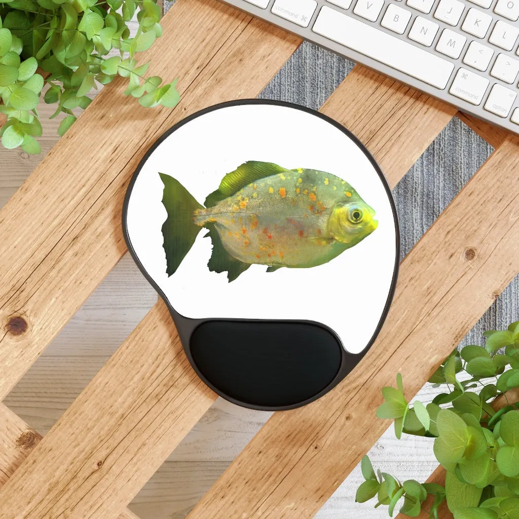 Green Fish with Specs Mouse Pad With Wrist Rest