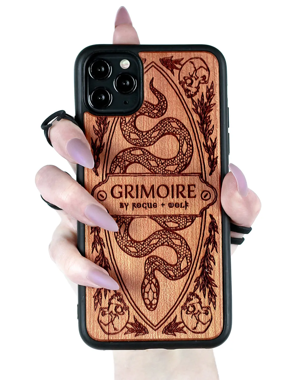 Grimoire - Engraved Cherry Wood Phone Case