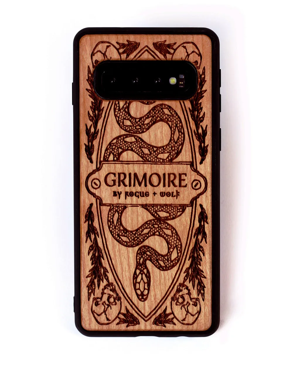 Grimoire - Engraved Cherry Wood Phone Case