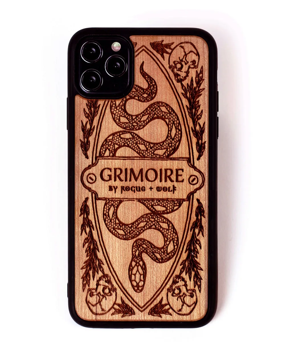 Grimoire - Engraved Cherry Wood Phone Case