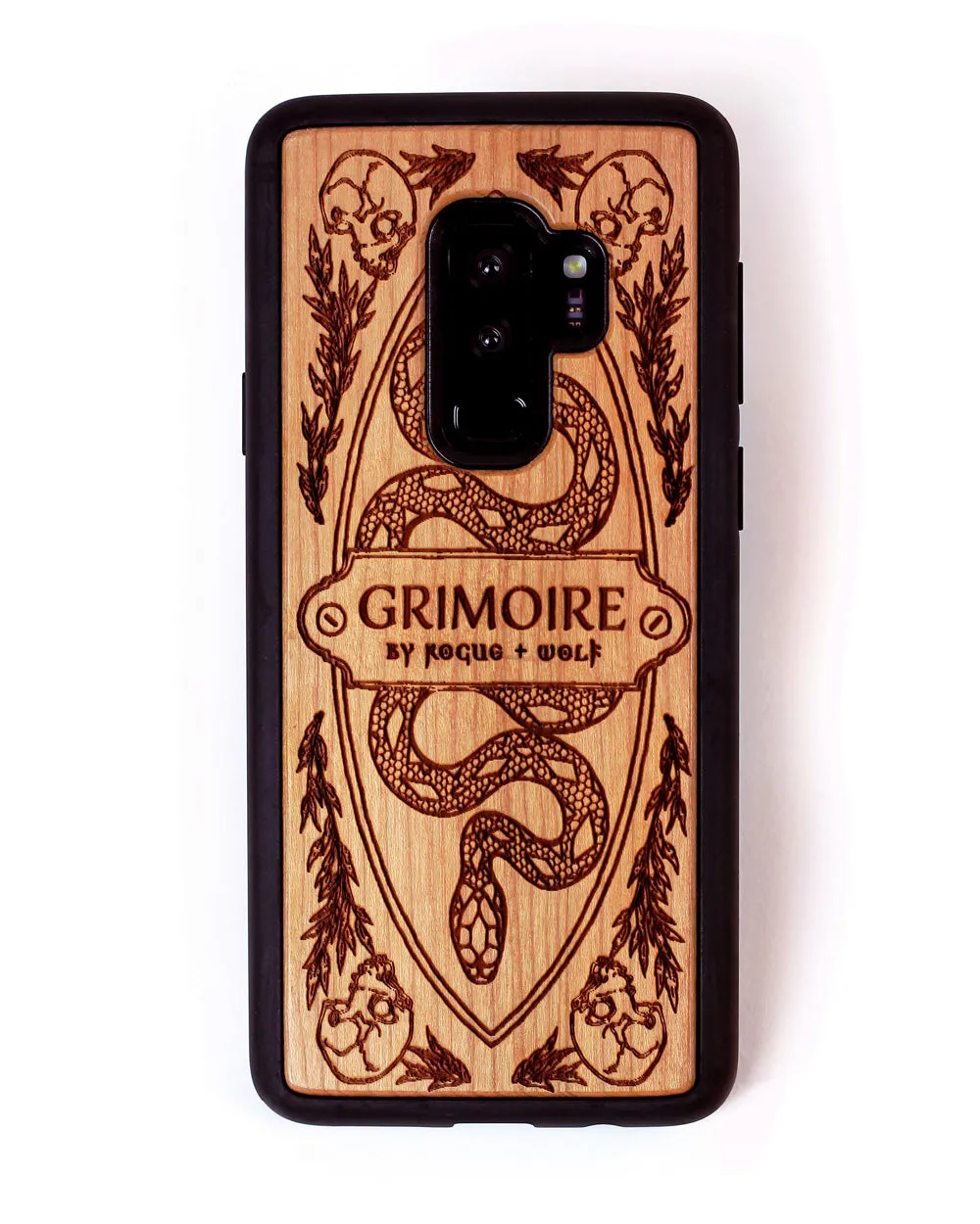 Grimoire - Engraved Cherry Wood Phone Case