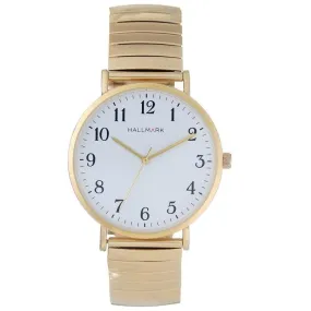 Hallmark Gents Gold Metal Strap White Dial Watch