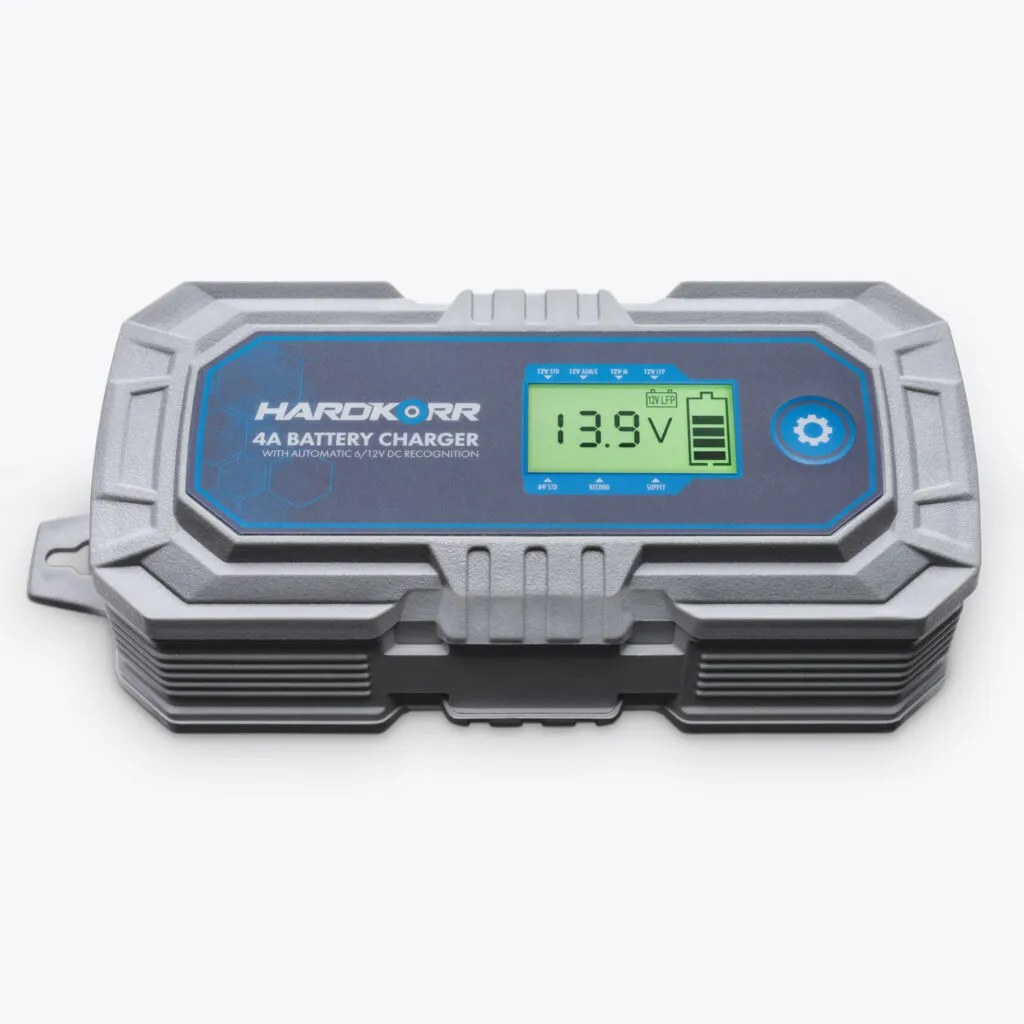 HardKorr HKPBATCHG4A 4A AC 6/12V AGM and Lithium (LiFePO4) Compatible Automatic Battery Charger